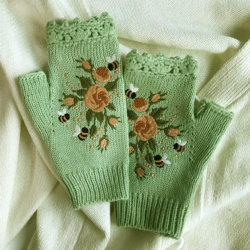 希少ソフィーディガール　花刺繍の革手袋 希少ソフィーディガール花刺繍の革手袋